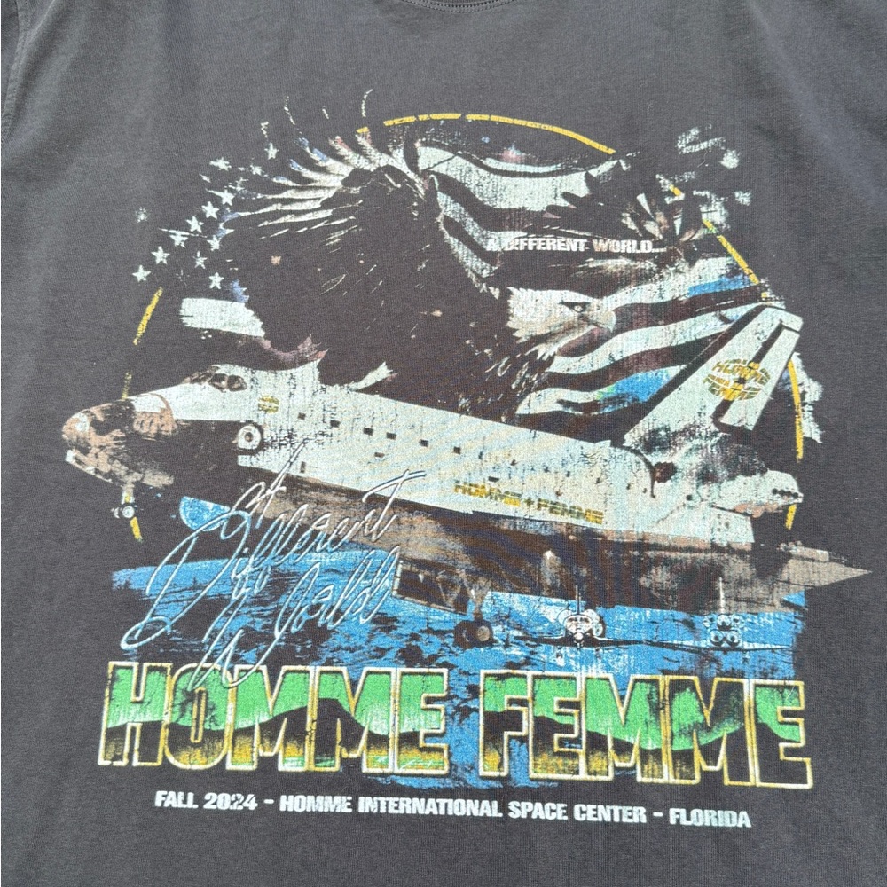 Homme + Femme Space Ship Black Tee size XXL - Picture 3 of 7